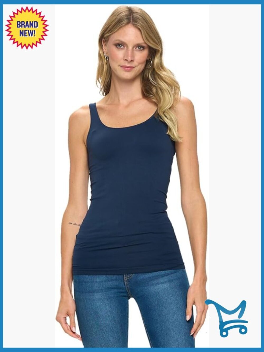 Layering Long Tank Top - Bra-Friendly Scoop Neck Sleeveless Stretchy Fit